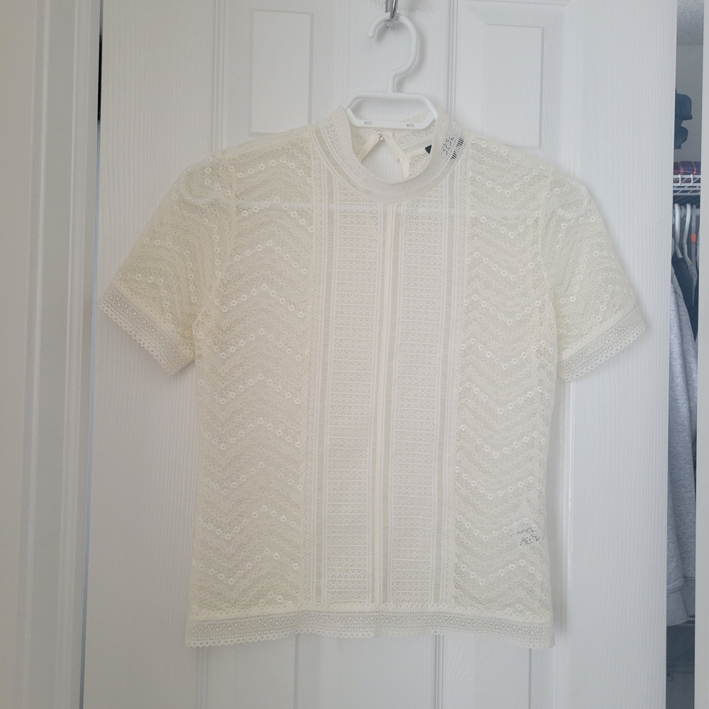Eclipse Elegant Cream Lace Top Size S